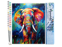 Peinture par Numéro Figured'Art - Éléphant Coloré Abstrait - Kit de Loisir Créatif DIY Numéro d'Art Complet - 40x50cm sans châssis en bois
