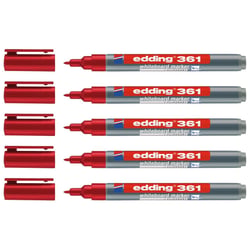 Lot de 5 marqueurs pour tableaux blancs - EDDING - 361 Rouge Pointe Fine 1 mm