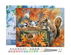 Peinture par Numéro Figured'Art avec Cadre - Ecureuil espiègle - Kit de Loisir Créatif DIY Numéro d'Art Complet - 40x50cm toile tendue sur châssis