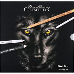 Coffret dessin - 25 pièces - Crayons beaux-arts + pastels + fusains + mines - Cretacolor Wolf Box