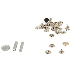 8 boutons pressions 15mm tissus lourds et outil argent