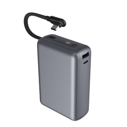 Force Power Powerbank 20000mAh USB-A / USB-C 40W PD / QC avec Câble Intégré Charge Rapide Gris