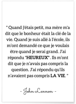 Affiche J.Lennon : 'Ils n'avaient pas compris la vie' | A3 : 29,7x42cm