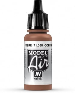 Flacon de peinture acrylique 17 ml - Aérographie Vallejo Model Air - Cuivre métallique n°71.068 - Extra-fine