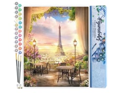 Peinture par Numéro Figured'Art - Paysage romantique de Paris - Kit de Loisir Créatif DIY Numéro d'Art Complet - 40x50cm sans châssis en bois