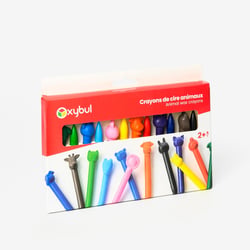 12 Crayons de cire animaux Oxybul
