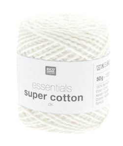 Coton à tricoter ou crocheter Essentials Super Cotton DK - Rico Design 01 Blanc
