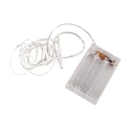 Mini-chaîne lumin. LED av. fil/minuterie, 220cm, 20LED, à  piles, blanc