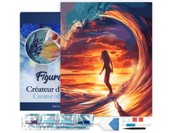Diamond Painting Broderie Diamant Figured’Art 40x50cm toile tendue sur châssis en bois - diamants carrés - Surfeuse et la grande vague