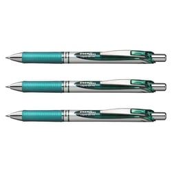Lot de 3 Stylos roller encre gel rétractable Pentel EnergEL BL77 Pointe 0,7 mm Turquoise
