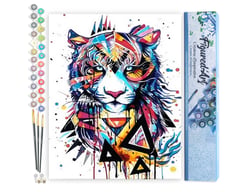 Peinture par Numéro Figured'Art - Tigre en Fête - Kit de Loisir Créatif DIY Numéro d'Art Complet - 40x50cm sans châssis en bois
