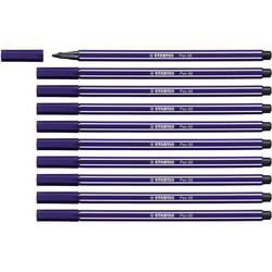 Lot de 10 feutres de dessin - Pointe ogive moyenne 1 mm - STABILO - Bleu de Paris - PEN 68