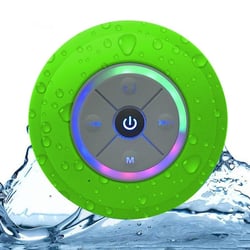 Enceinte Bluetooth Waterproof Mini Avec Lumière LED Radio FM Subwoofer Carte TF Ventouse Vert YONIS