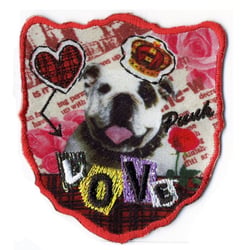 Lot de 3 écussons thermocollants imprimé Love 5.5cmx6cm