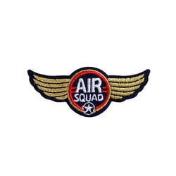 Ecusson  blason aviation air squad avec ailes gris blanc 5,7cm x 2,4cm