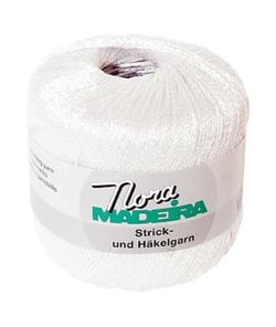 Fil à crocheter et à tricoter métallisé Nora Madeira - 25GR 300 Blanc