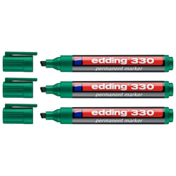 Lot de 3 marqueurs permanents EDDING 330 Vert pointe biseautée 1-5 mm