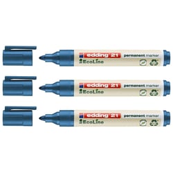 Lot de 3 marqueurs permanents - EDDING - EcoLine 21 - pointe ronde 1,5-3 mm - bleu