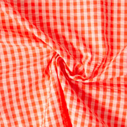 Tissu Coton Seersucker carreaux Rayures Pêche