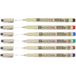 6 feutres Pigma Micron 01 Sakura pointe extra fine 0.25mm assortiment