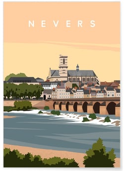 Affiche ville Nevers | A3 : 29,7x42cm