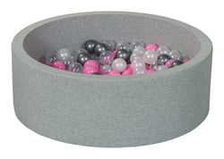 Piscine à balles Aire de jeu + 200 balles perle, transparent, rose clair, argent - Velinda