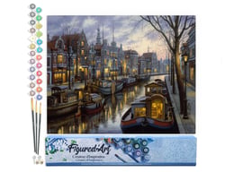 Peinture par Numéro Figured'Art - Vie sur le canal - Kit de Loisir Créatif DIY Numéro d'Art Complet - 40x50cm sans châssis en bois