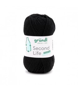 Fil à tricoter durable SECOND LIFE - 100GR - Grundl - Certifié Oeko-Tex Noir (15)