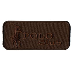 Ecusson Polo Club marron thermocollant 7cmx3cm