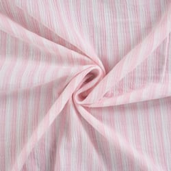 Tissu Double gaze de Coton Double face Rayures Rose clair sur fond Blanc