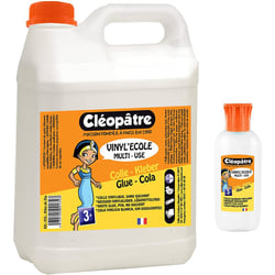 Colle blanche - Cléopâtre -  Bidon Vinyl'Ecole 2 kg + flacon 100 g
