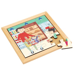 Puzzle en Bois – Puzzle pour tout - petit – dans le supermarché – jeu Montessori - Educo - Orange