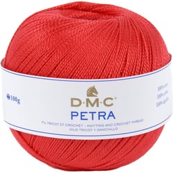Pelote de laine - 100% coton - Rouge vif - 5666 - DMC - Petra - Longues fibres