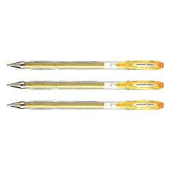 Lot de 3 Rollers encre gel Signo UM120SP Pointe Large 1 mm Or Pailleté
