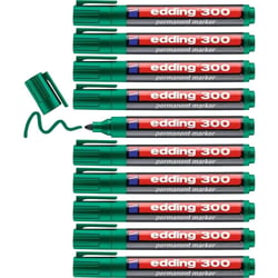 Lot de 10 marqueurs permanents EDDING 300 - Pointe ronde 1,5-3 mm - Vert