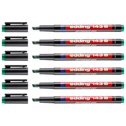 Lot de 6 Feutres permanents pointe biseau 1-3 mm - EDDING - Vert