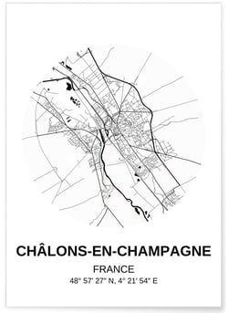 Affiche Carte Châlons-en-Champagne | A3 : 29,7x42cm