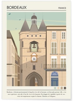Affiche ville Bordeaux Vintage | A3 : 29,7x42cm