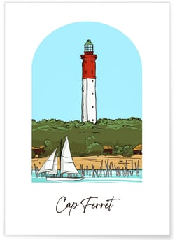 Affiche ville Minimaliste Cap Ferret | A3 : 29,7x42cm