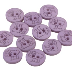 Bouton 2 trous mouton 15mm Violet lilas