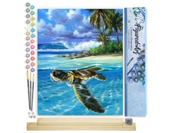 Peinture par Numéro Figured'Art - Tortue détendue - Kit de Loisir Créatif DIY Numéro d'Art Complet - 40x50cm toile roulée + châssis en bois à monter