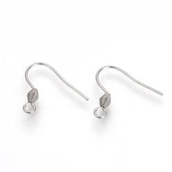 20 CROCHETS BOUCLES D'OREILLES Acier inoxydable 304 argenté 19 mm - creation bijoux perles