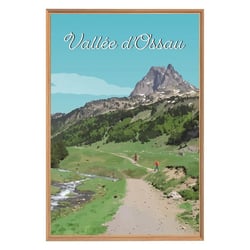 Tableau mural encadré illustration vallée d'Ossau 65x97 cm