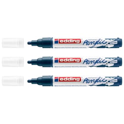 Lot de 3 marqueurs acryliques pointe 2-3 mm - EDDING - Bleu nuit - 5100