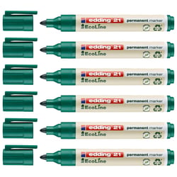 Lot de 6 marqueurs permanents pointe ronde 1,5-3 mm - EDDING - Vert - EcoLine