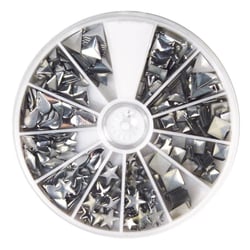 Hotfix-rivets, mélange de formes, 2. 5-10mm, assorti, Boîte 420pces, argent