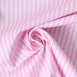 Tissu Coton imprimé  rayé Lisalou sur fond Rose bébé - Au mètre