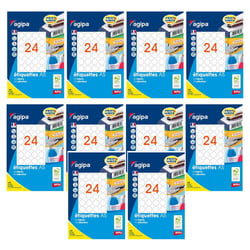 10 paquets de 384 étiquettes rondes adhésives blanches diamètre 30mm 24 étiquettes par planche A5 Apli/Agipa