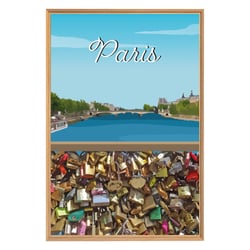 Tableau mural encadré illustration pont des Arts Paris 65x97 cm