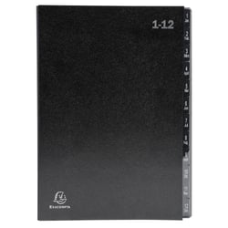 Trieur rigide Economique Ordonator 12 compartiments numériques - 24x34cm - Noir - x 12 - Exacompta